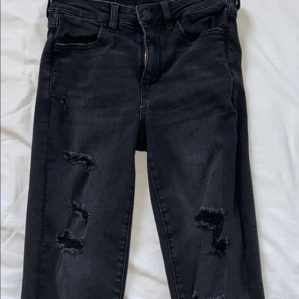 High rise Black ripped jeans
